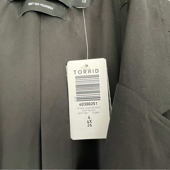 NWT Torrid Linen Blend 3/4 Ruched Sleeve Blazers Size 4 - Picture 6 of 7
